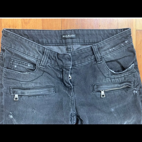 Balmain Paris faded black distressed vintage jeans size 34 French - Picture 3 of 7